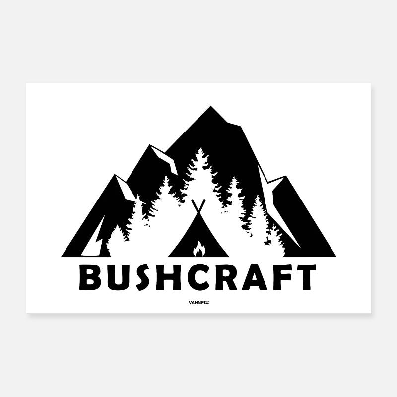 Bushcraft poster noir & blanc Poster 90 x 60 cm