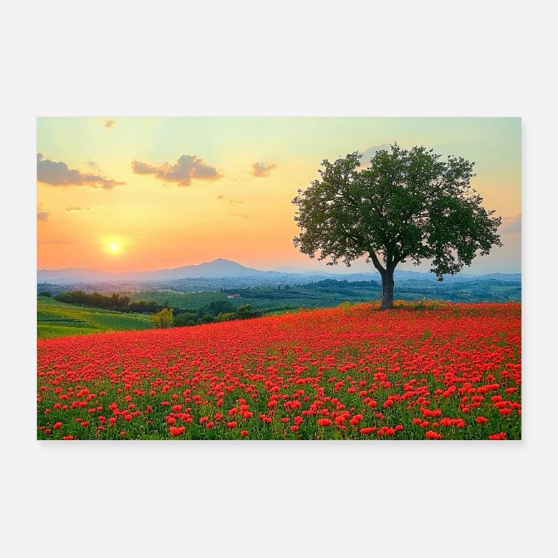 Serene Landscape Nature Tree In A Meadow Field Poster 36" x 24" (90x60 cm)