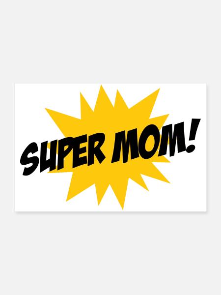 Super Maman - Fête des Mères - Poster 90 x 60 cm - blanc - Devant
