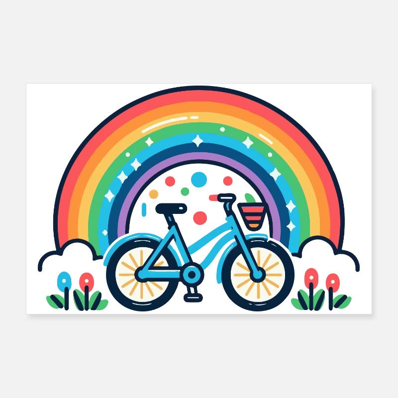 Rainbow Bicycle Joy Design Poster 36" x 24" (90x60 cm)