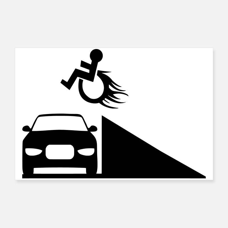Rollstuhlfahrer springt über eine Rampe # Poster 90x60 cm