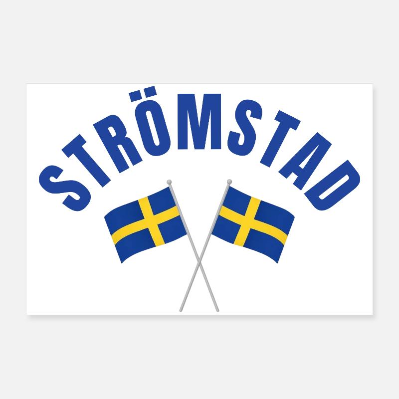 Drapeaux suédois de Strömstad en croix Poster 90 x 60 cm