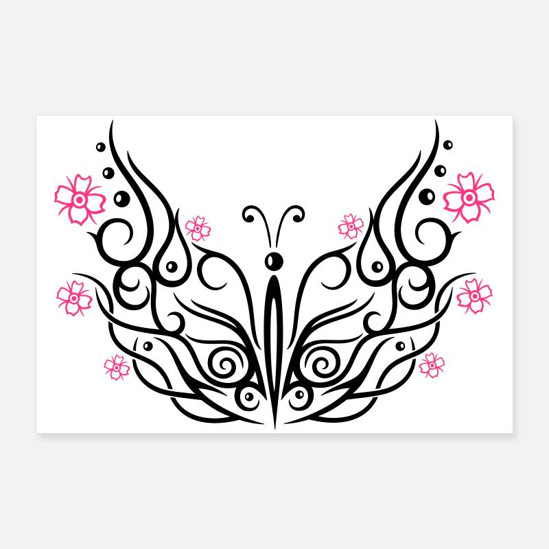 Butterfly with cherry blossoms Poster 36" x 24" (90x60 cm)