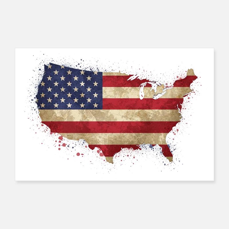 Drapeau de design des États-Unis Poster 90 x 60 cm