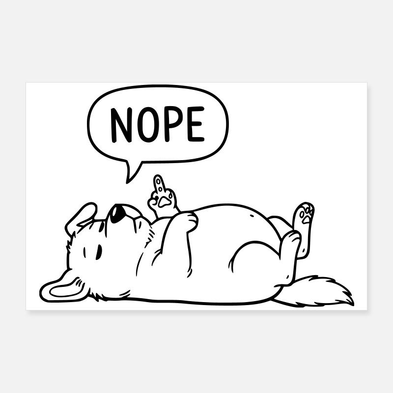 Nope Dog | Funny Middle Finger Statement Poster 36" x 24" (90x60 cm)