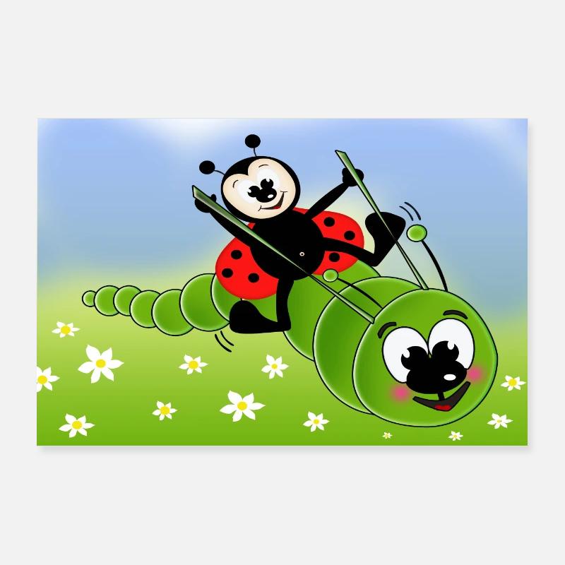 Ladybug and caterpillar Poster 36" x 24" (90x60 cm)