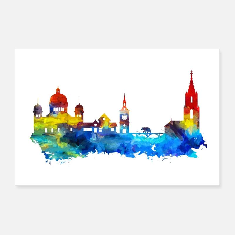 Bern Bunt Skyline Geschenkidee Poster Poster 90x60 cm