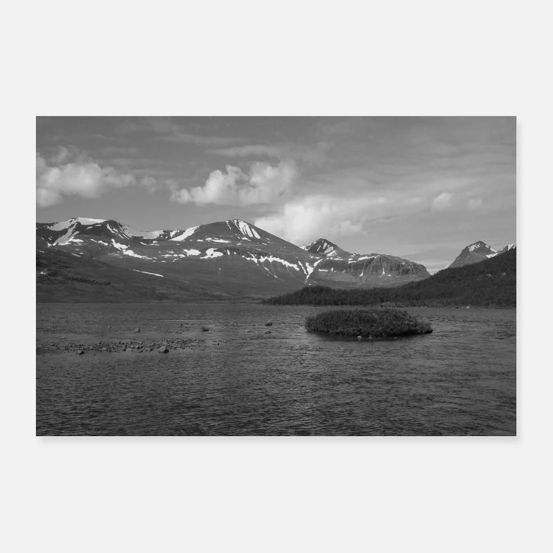 Schweden See schwarz weiss Poster 90x60 cm
