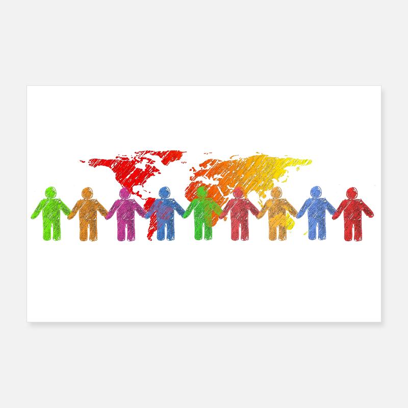 monde de couleurs - Poster 90 x 60 cm - blanc