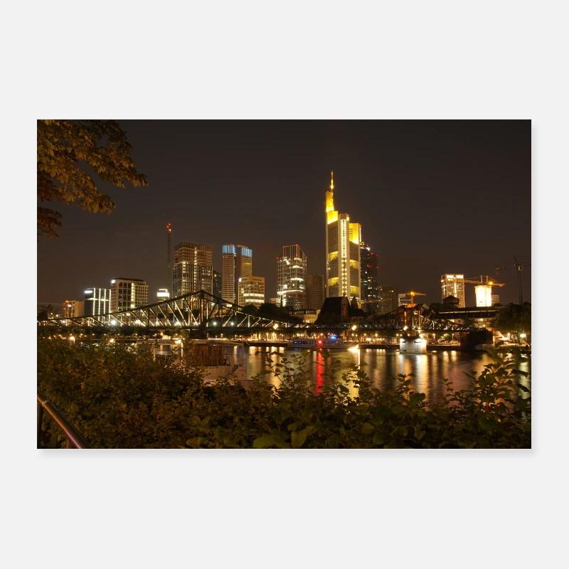 Frankfurt at night - "German New York" Poster 36" x 24" (90x60 cm)