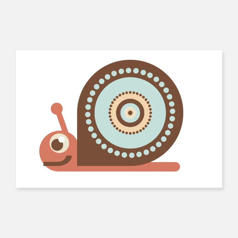 Schnecke - Poster 90x60 cm - Weiß