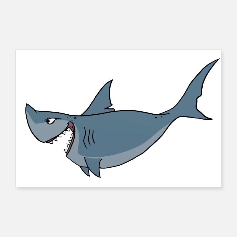 Hai Shark Ozean Comic Cartoon Poster 90x60 cm