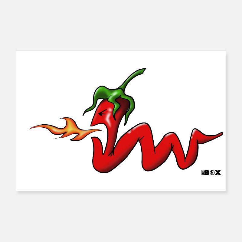 Chili Pepperoni scharf hot Comic Cartoon Gaming Poster 90x60 cm