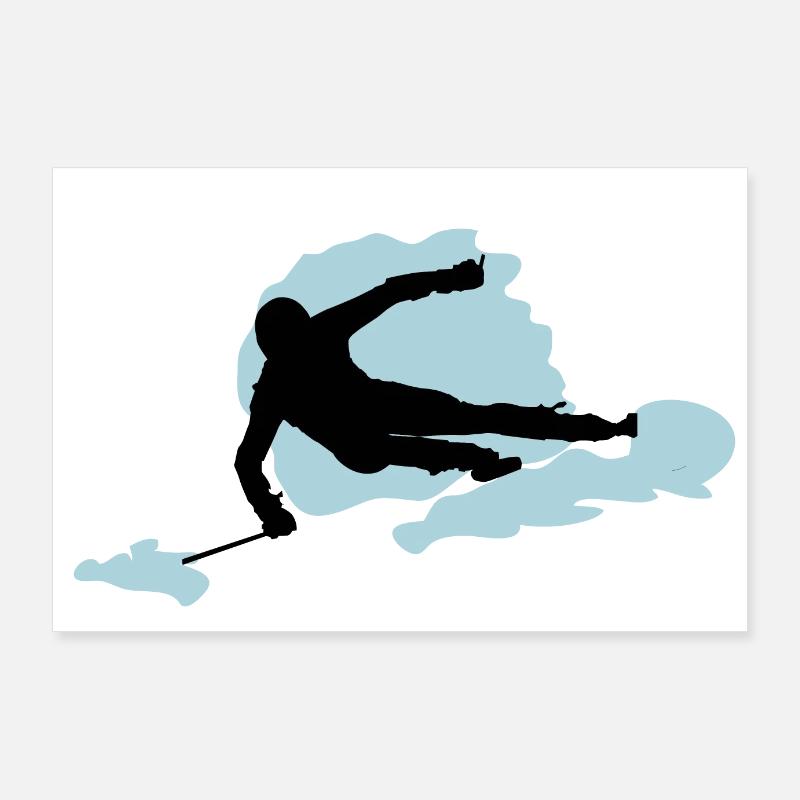 Skifahrer - Poster 90x60 cm - Weiß