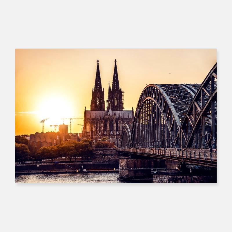 Cologne panorama with Cologne Cathedral at sunset Poster 36" x 24" (90x60 cm)