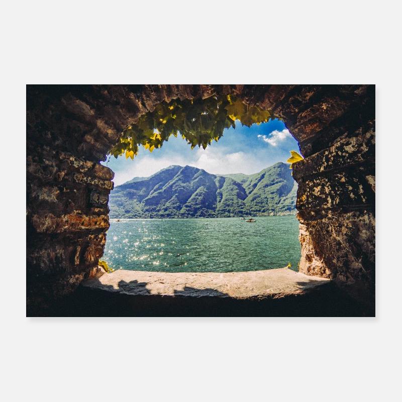 A window on Como Lake Poster 36" x 24" (90x60 cm)