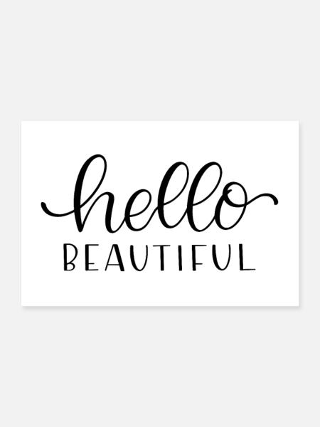 Hello Beautiful - Poster 90 x 60 cm - blanc - Devant