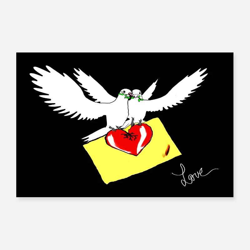 Love doves Poster 90 x 60 cm
