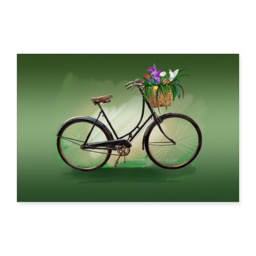 Fahrrad mit Blumen - Poster 90x60 cm