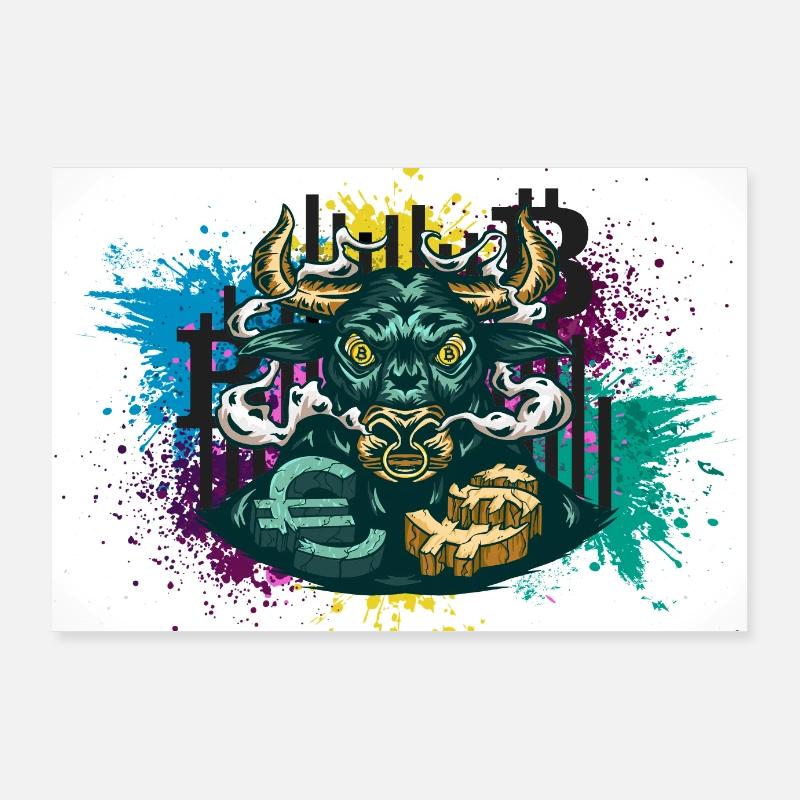 Bulle Börse Geld Kryptowährung Reich Aktie Bunt Poster 90x60 cm