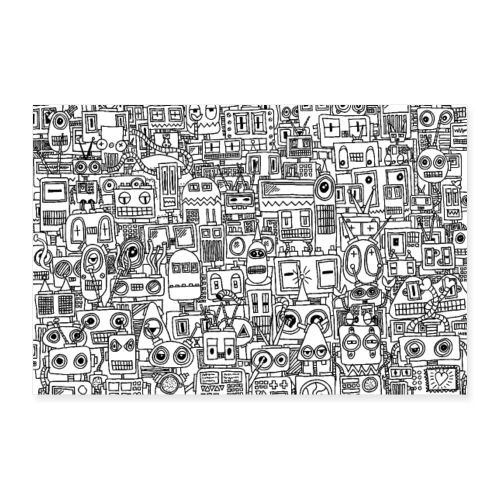 Wimmelbild Roboter - Poster 90x60 cm