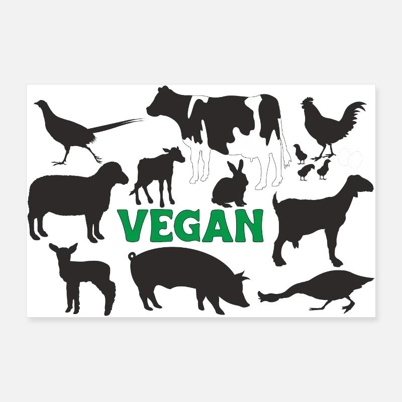 Vegan leben - Tierwohl Poster 90x60 cm