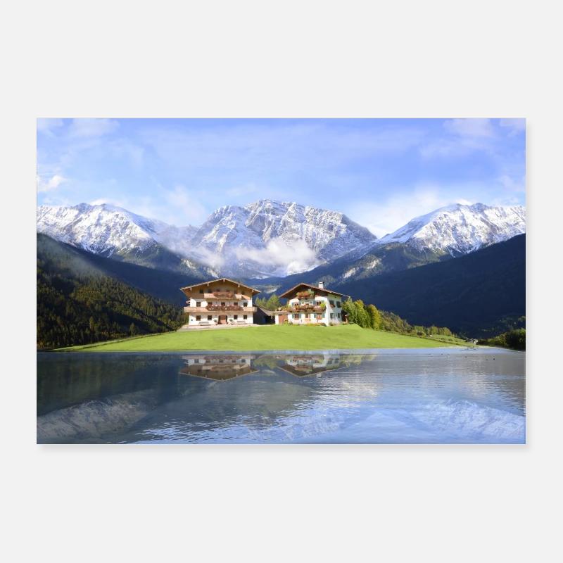 Beaux lacs de montagne dans les Alpes Poster 90 x 60 cm