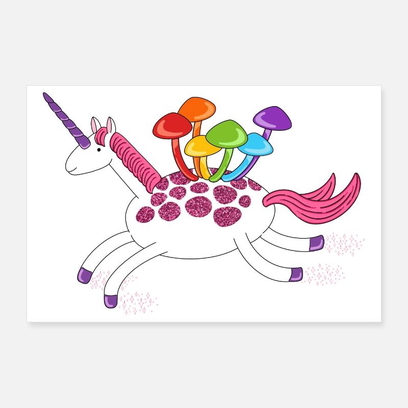 Licorne avec champignons sur le dos Shroomicorn Poster 90 x 60 cm