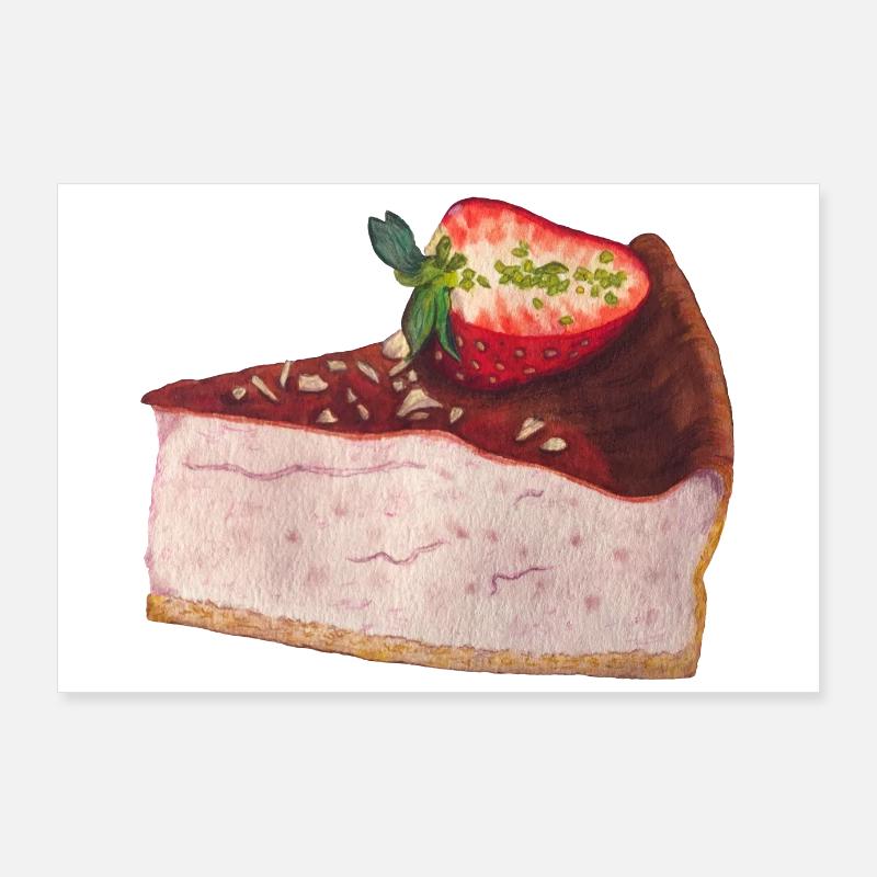 Gâteau aux fraises Cheesecake Poster 90 x 60 cm