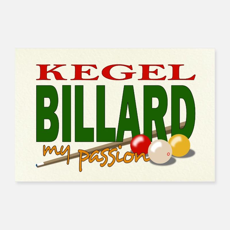 Kegelbillard Design, Wall Art, Poster, Pool Billiards Poster 36" x 24" (90x60 cm)