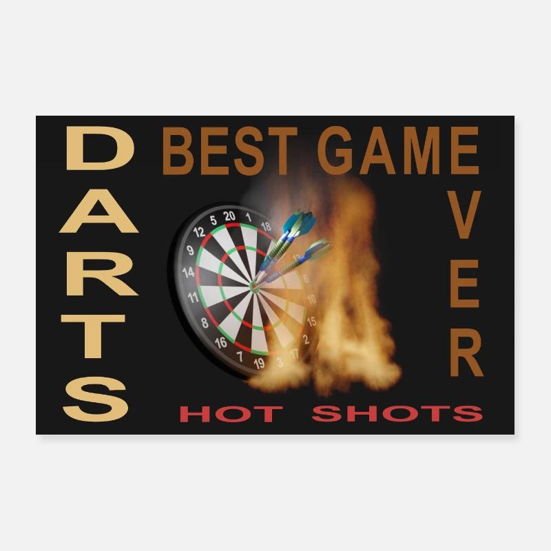 Darts, Dart, Darten, Pfeile, Dartscheibe,dartboard - Poster 90x60 cm - Weiß