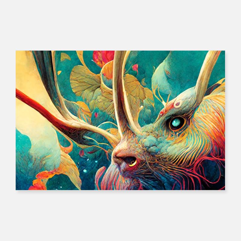 Flowerbeast Leinwand 03 - von Art Vindeyre Poster 90x60 cm