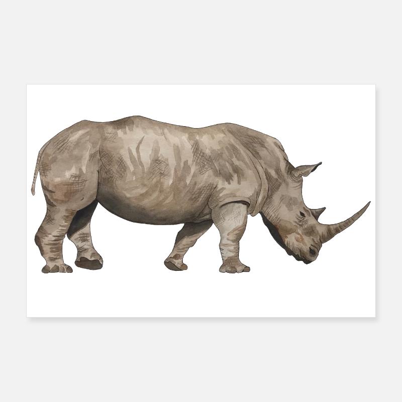 Nashorn von der Seite Poster 90x60 cm