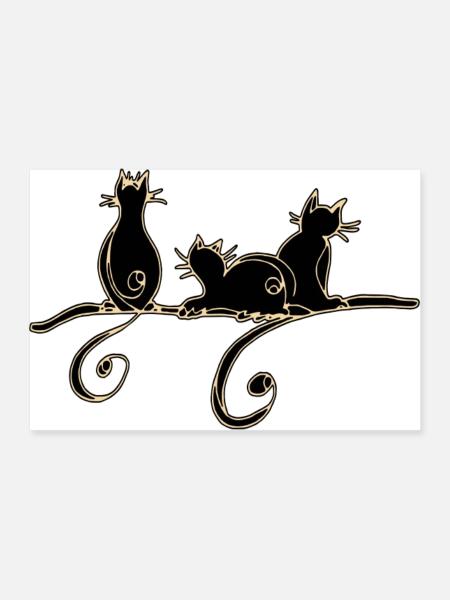Katzen - Poster 90x60 cm - Weiß - Vorne