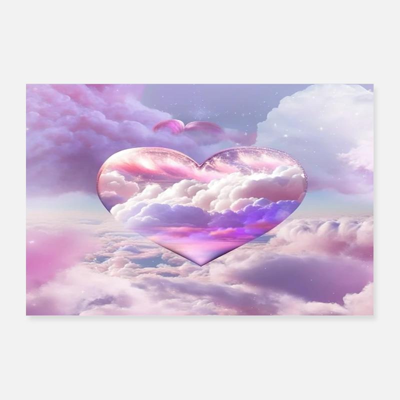Heart with Clouds Poster Poster 36" x 24" (90x60 cm)