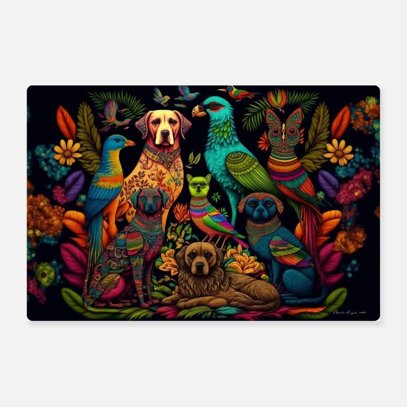 Buntes Haustier-Set Poster 90x60 cm