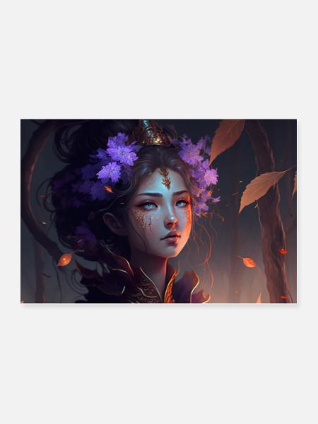 Magie Schönheit: Japanische Frau in ihrer Pracht - Poster 90x60 cm - Weiß - Vorne