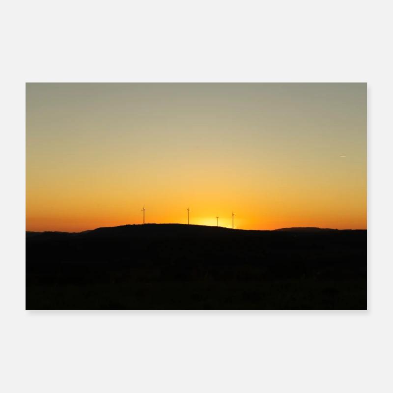 Sunset over wind turbines Poster 36" x 24" (90x60 cm)
