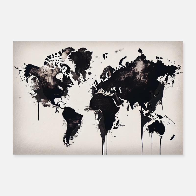 Continents on World Map Poster | Ai generated Poster 36" x 24" (90x60 cm)
