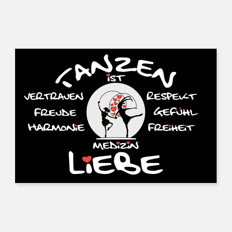 Tanzen - Poster Tanzschule - Poster 90x60 cm - Weiß