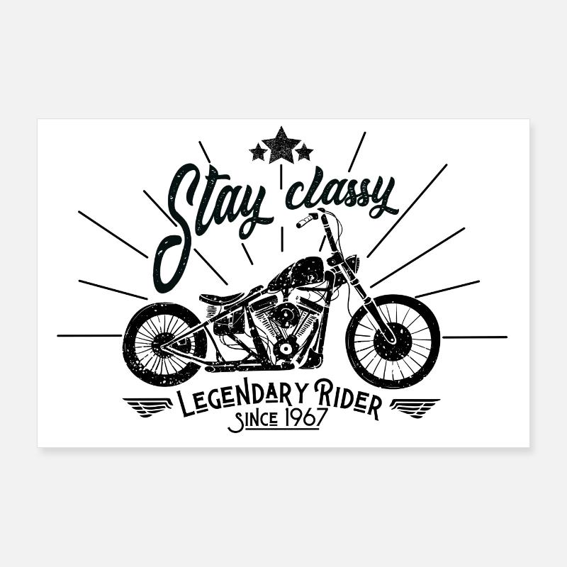 Vintage Motorcycle - Classy - Rider - Old School Poster 36" x 24" (90x60 cm)
