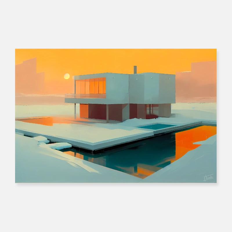 Maison moderne en hiver 004 Poster 90 x 60 cm