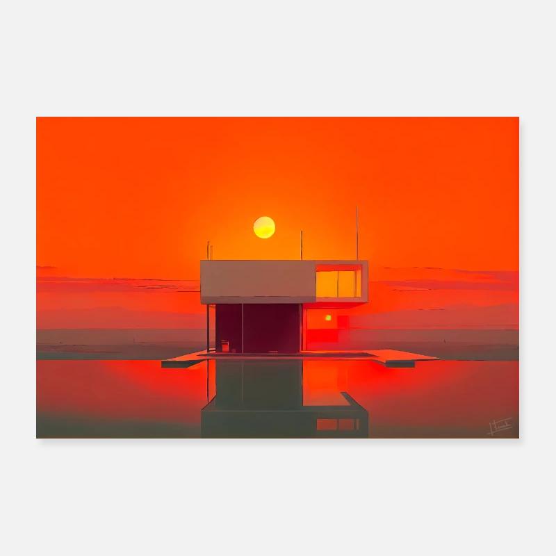 Modern house in winter 005 Poster 36" x 24" (90x60 cm)