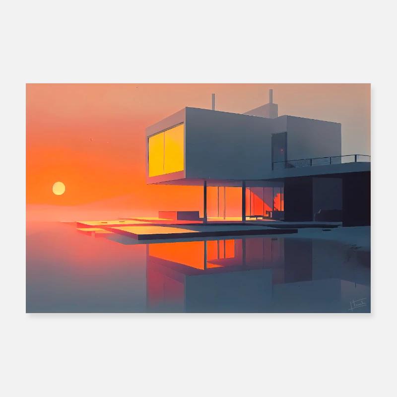 Maison moderne en hiver 006 Poster 90 x 60 cm