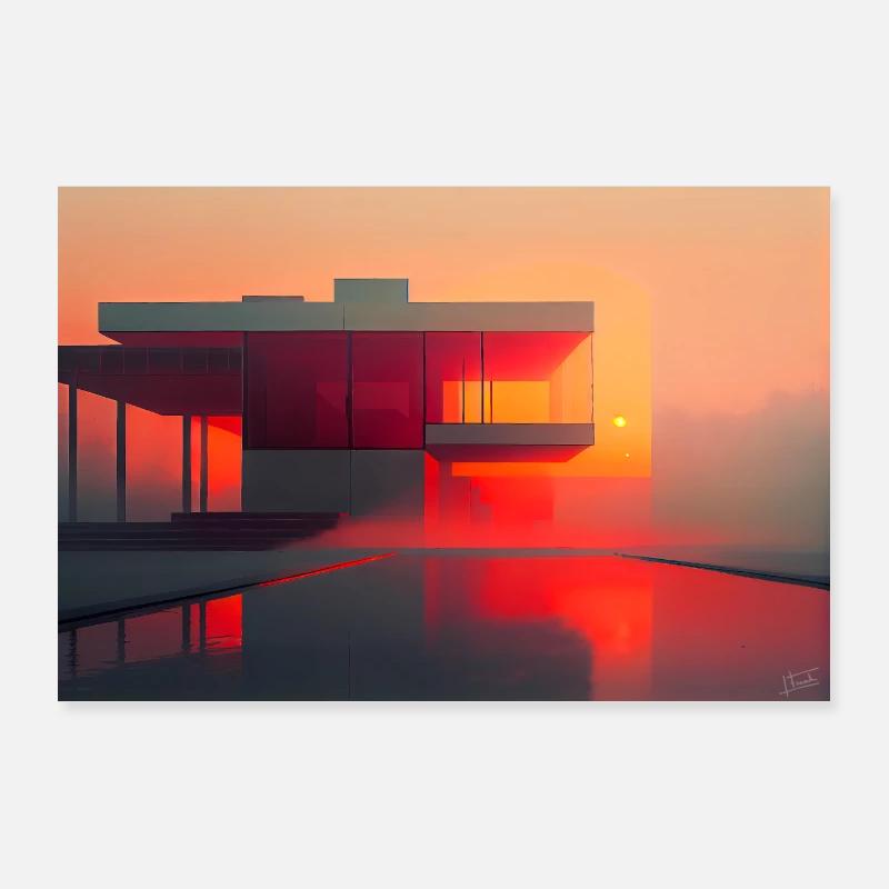 Maison moderne en Hiver 008 Poster 90 x 60 cm