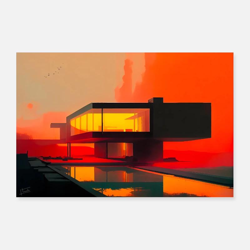 Maison moderne en hiver 009 Poster 90 x 60 cm