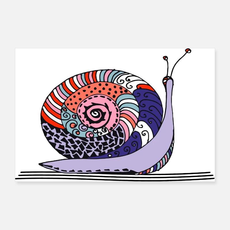Schnecke - Poster 90x60 cm - Weiß