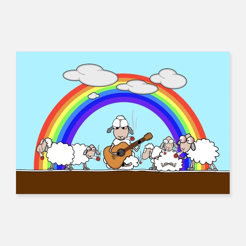 Sheep smoking weed Poster 36" x 24" (90x60 cm)