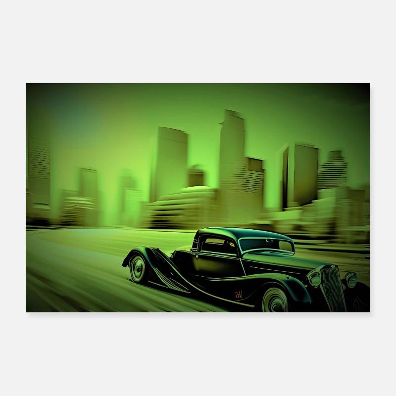 Urban Oldtimer dark Poster 90x60 cm