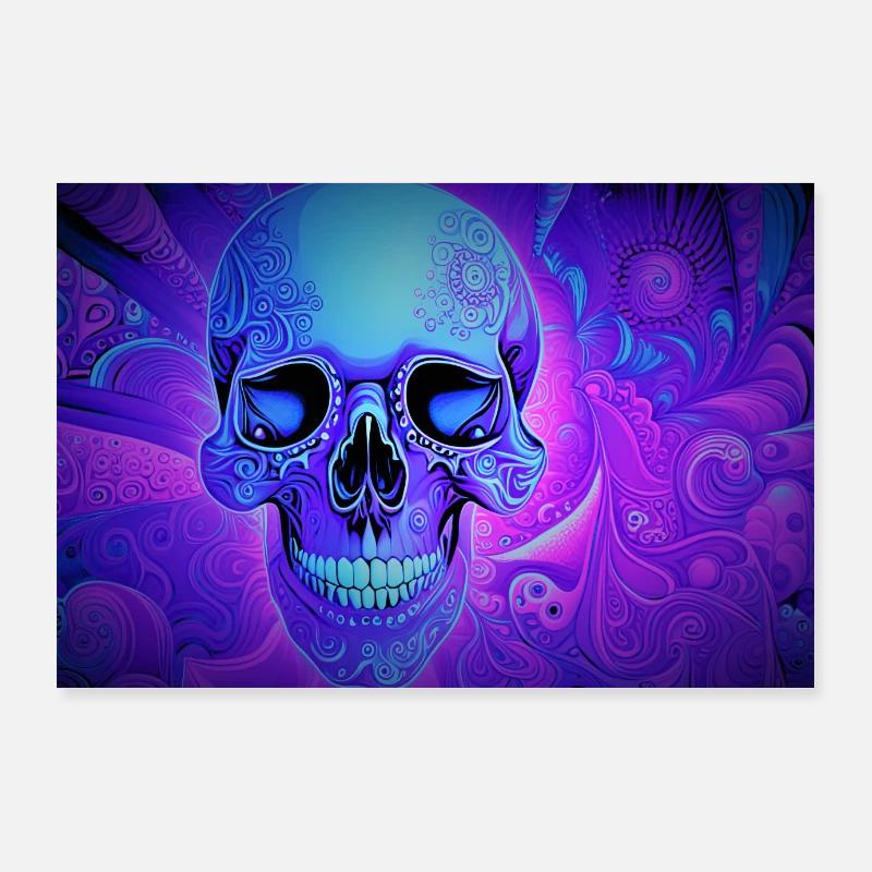 Crâne bleu Poster 90 x 60 cm